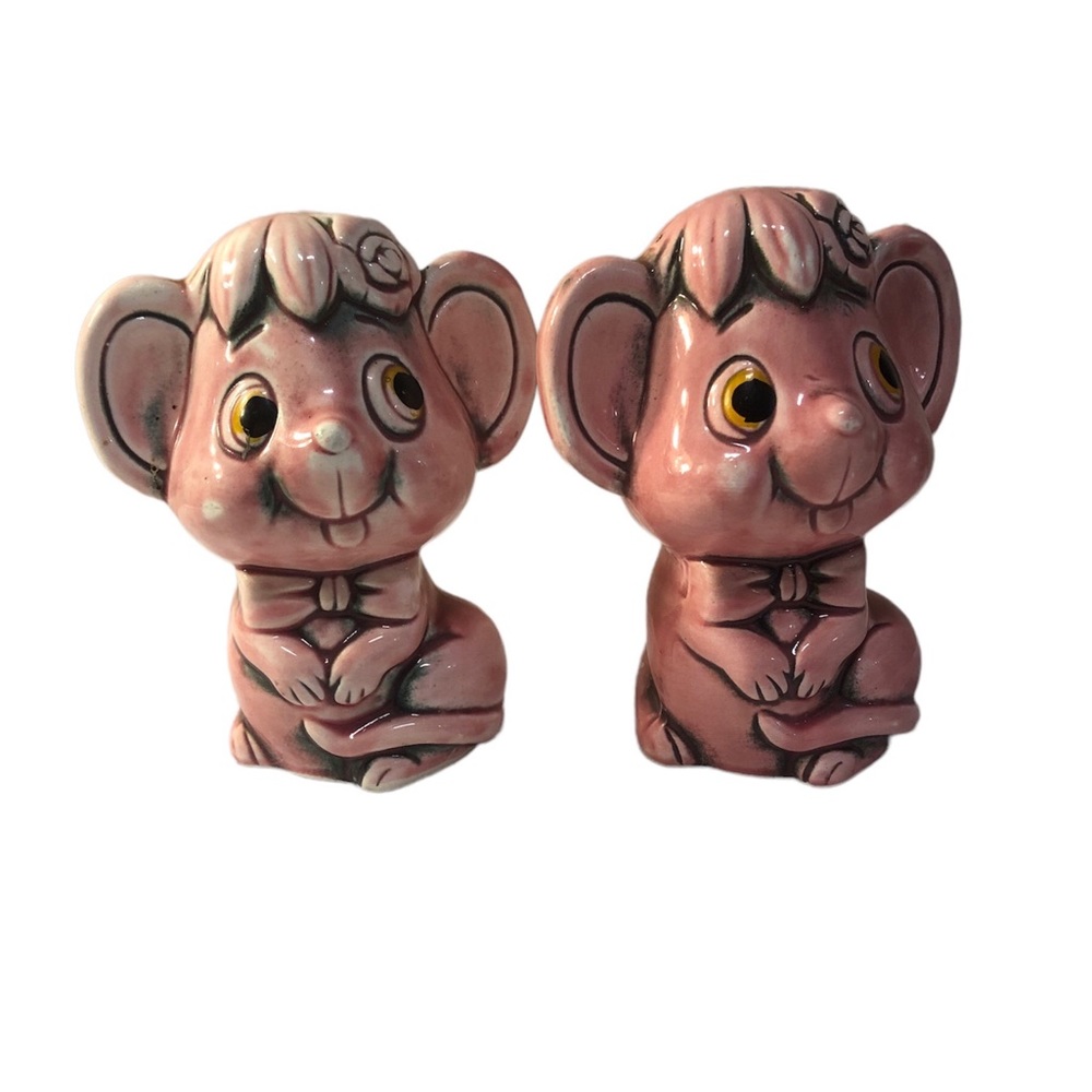 Vintage 50's Pink Mice Salt and Pepper Shakers Japan Novelty S&P Shakers Kitsch